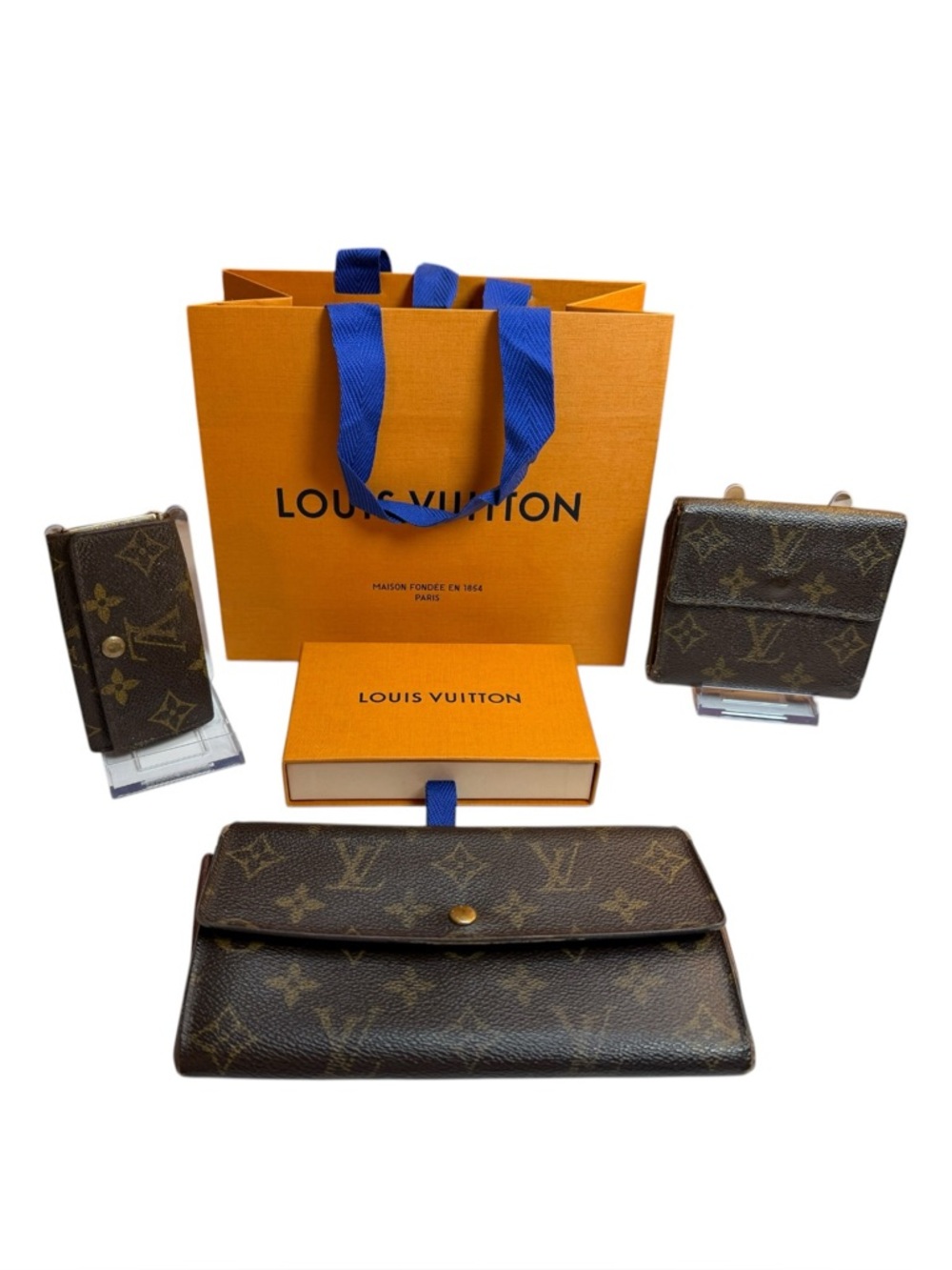 Louis Vuitton Monogram Canvas Brown Key & Card Holder Set with Orange Box
